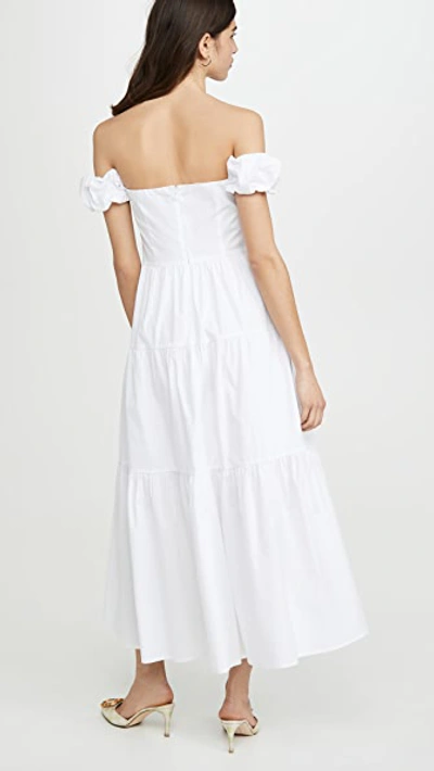 Staud Elio Off-the-shoulder Cotton-blend Midi Dress In White