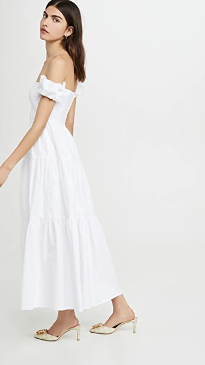 Staud Elio Off-the-shoulder Cotton-blend Midi Dress In White
