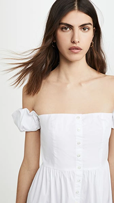Staud Elio Off-the-shoulder Cotton-blend Midi Dress In White