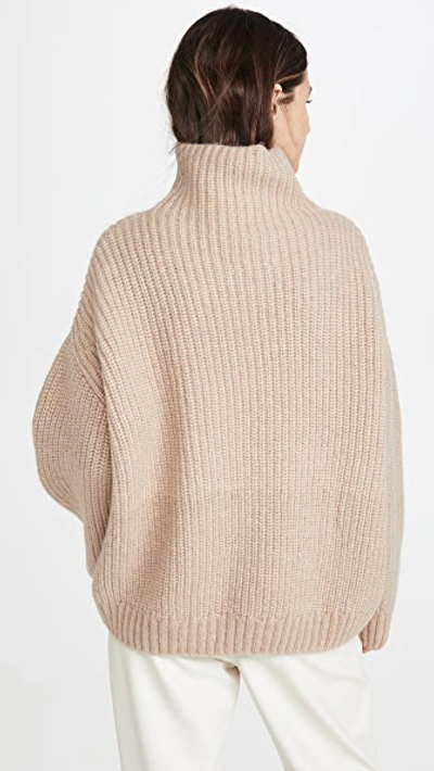 Anine Bing Sydney Funnel Neck Wool & Alpaca Blend Sweater In Tan