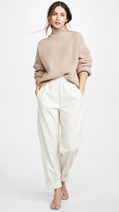 Anine Bing Sydney Funnel Neck Wool & Alpaca Blend Sweater In Tan