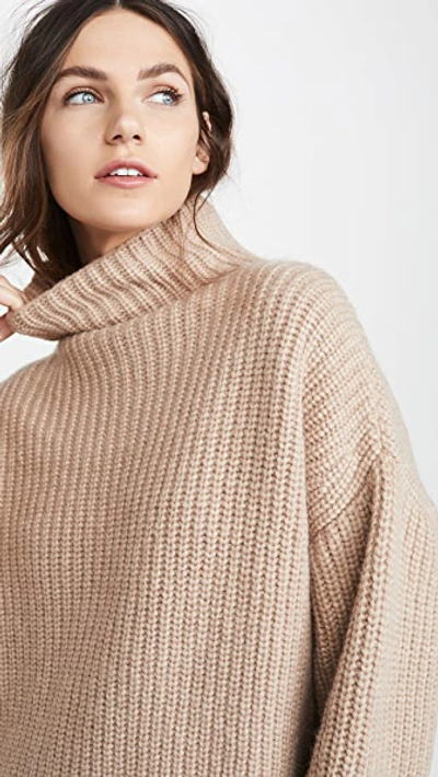 Anine Bing Sydney Funnel Neck Wool & Alpaca Blend Sweater In Tan