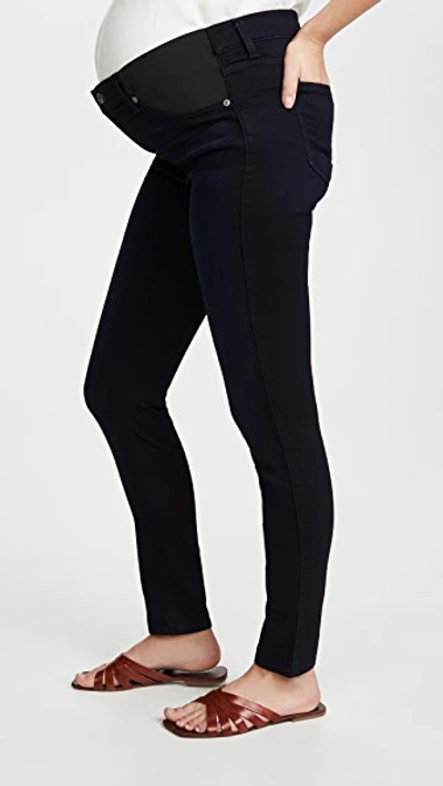 Shop 7 For All Mankind The Skinny Maternity Jeans In B(air) Black Blue River Thames