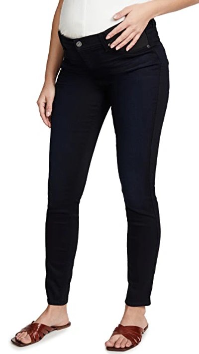 Shop 7 For All Mankind The Skinny Maternity Jeans In B(air) Black Blue River Thames