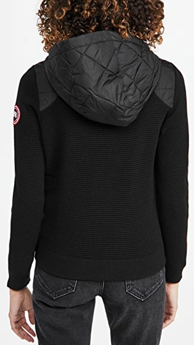 Shop Canada Goose Hybridge Quilted Knit Hoodie In Black Noir