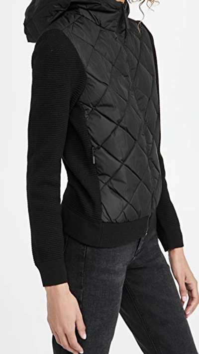 Shop Canada Goose Hybridge Quilted Knit Hoodie In Black Noir