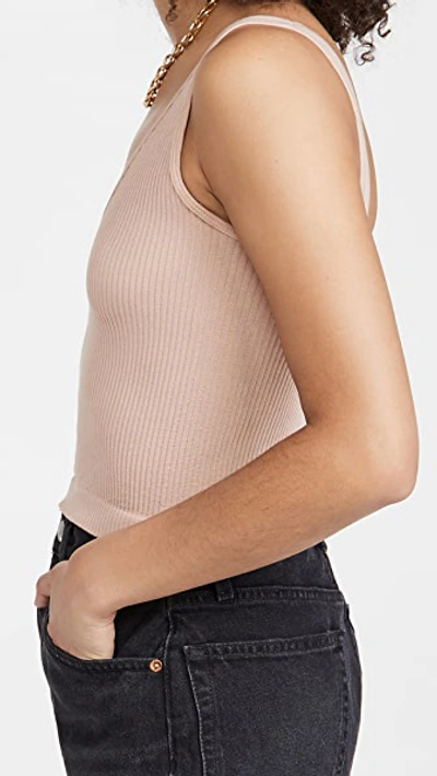 Free People Intimately Fp Solid Rib Brami Crop Top In Almond