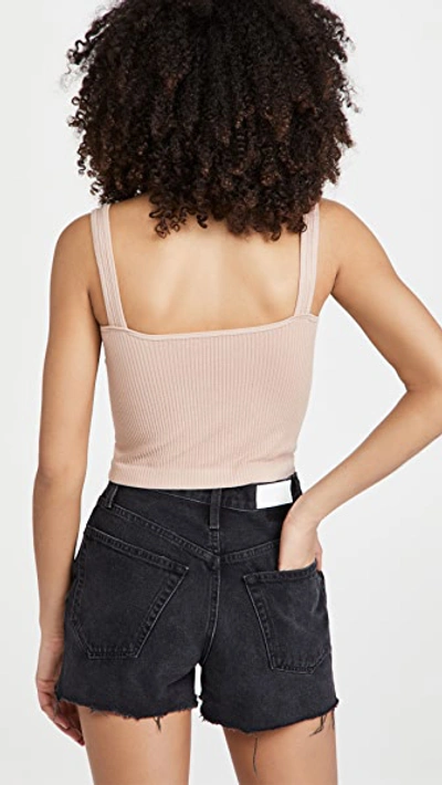 Free People Intimately Fp Solid Rib Brami Crop Top In Almond