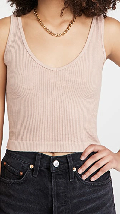 Free People Intimately Fp Solid Rib Brami Crop Top In Almond