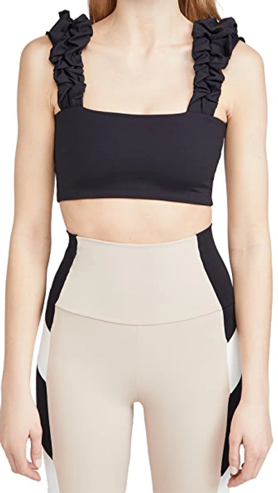 Port De Bras Scrunchie Active Crop Top In Black