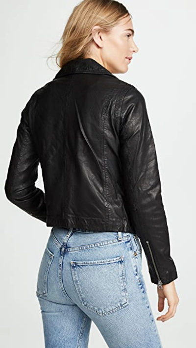 Shop Madewell Washed Leather Motorcycle Jacket True Black