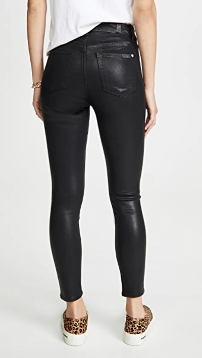 Shop 7 For All Mankind High Waisted Skinny Jeans With Faux Pockets In B(air) Black Coating