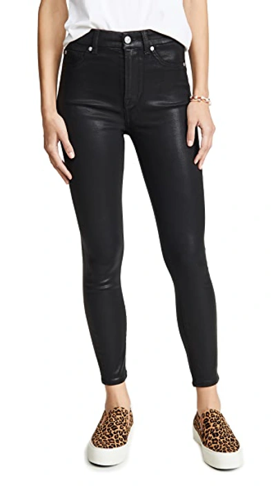 Shop 7 For All Mankind High Waisted Skinny Jeans With Faux Pockets In B(air) Black Coating