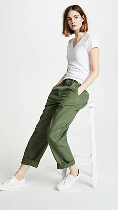 L Agence Becca V-neck Short-sleeve Tee In White