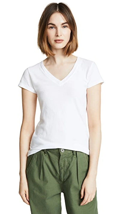 L Agence Becca V-neck Short-sleeve Tee In White