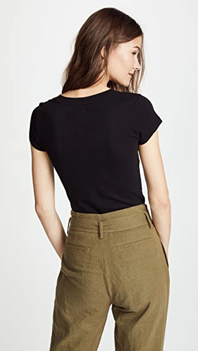 L'agence Becca Cotton V-neck Tee In Black