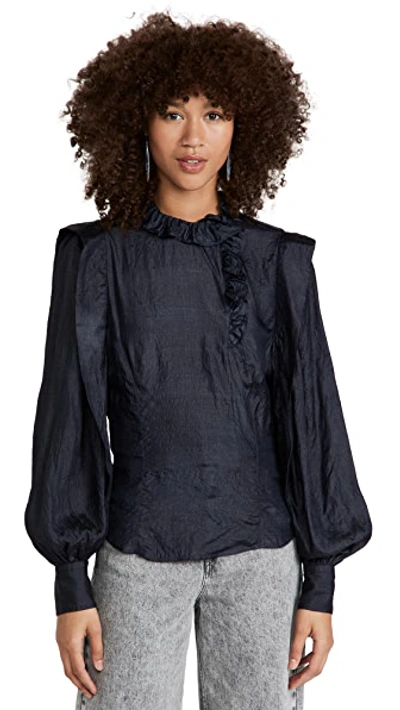 Isabel Marant Chandra Long-sleeve Cutout Silk Blouse In Black | ModeSens