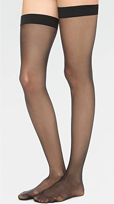 Shop Wolford Individual 10 Stay Up Tights In Black