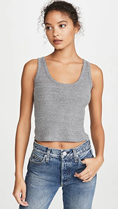 Amo Long Ribbed Tank Top In Heather Grey