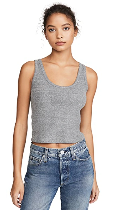 Amo Long Ribbed Tank Top In Heather Grey