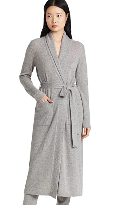 White + Warren Cashmere Long Robe In Grey Heather
