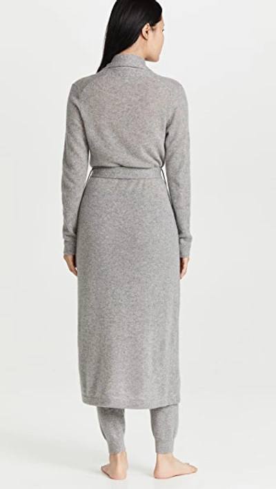 White + Warren Cashmere Long Robe In Grey Heather