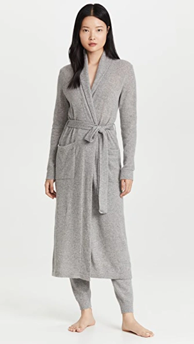 White + Warren Cashmere Long Robe In Grey Heather