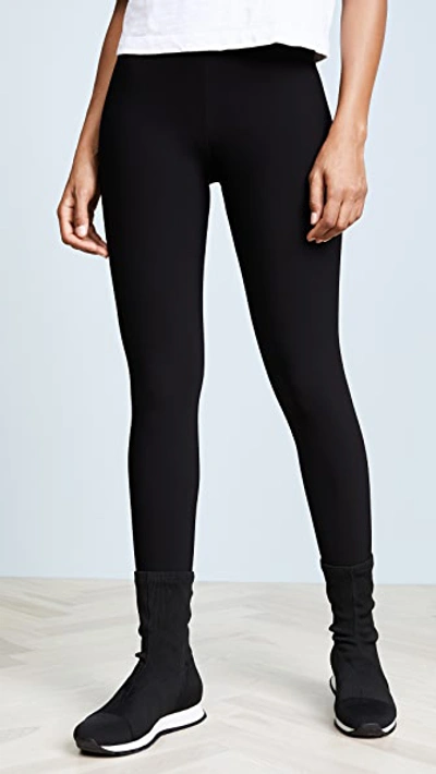 Plush Fleece Lined Stirrup Leggings In Black