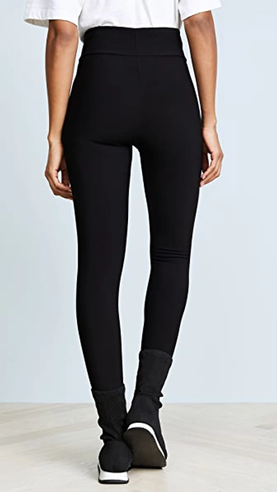 Plush Fleece Lined Stirrup Leggings In Black