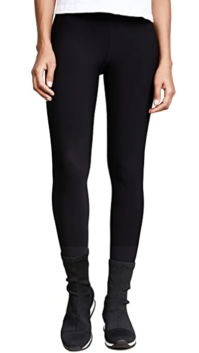 Plush Fleece Lined Stirrup Leggings In Black