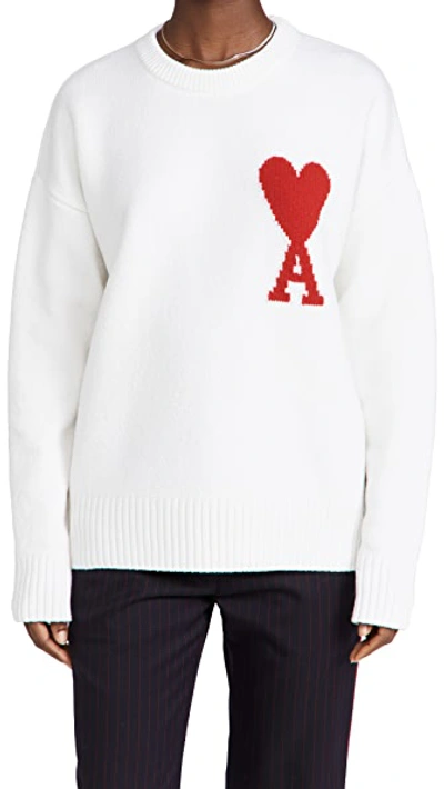 Shop Ami Alexandre Mattiussi Ami De Coeur Crewneck Sweater