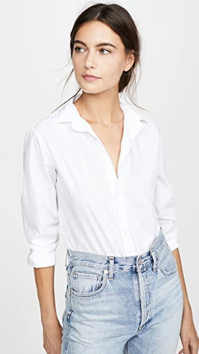 Frank & Eileen Eileen Long-sleeve Button-front Cotton Shirt In White