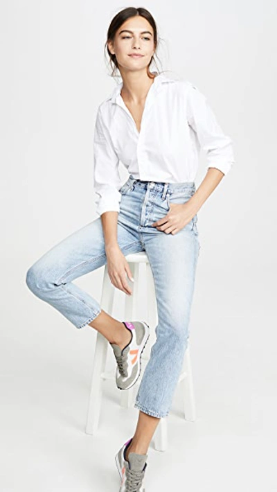 Frank & Eileen Eileen Long-sleeve Button-front Cotton Shirt In White