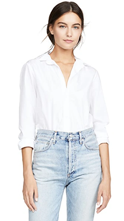 Frank & Eileen Eileen Long-sleeve Button-front Cotton Shirt In White