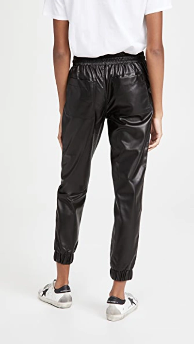 Shop Blank Denim Black Widow Faux Leather Joggers Black Widow