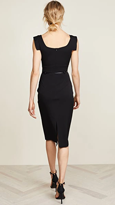 Black Halo Jackie O Belted Sheath In Stretch Gabardine In Black