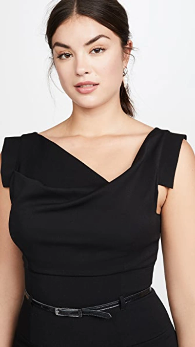 Black Halo Jackie O Belted Sheath In Stretch Gabardine In Black
