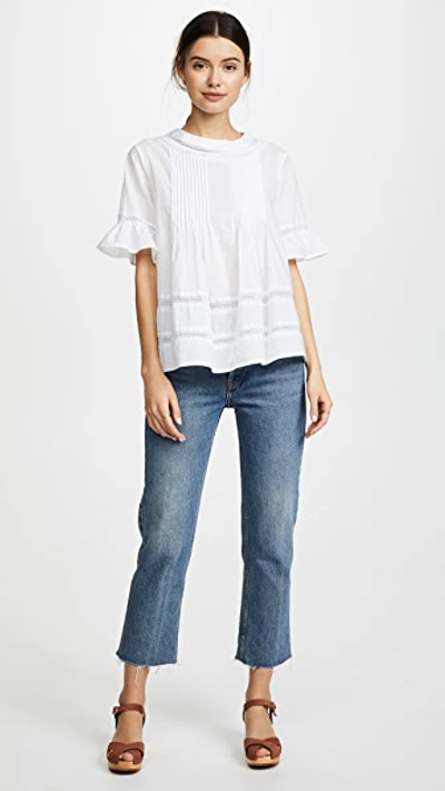 English Factory Lace Boho Blouse In Off White