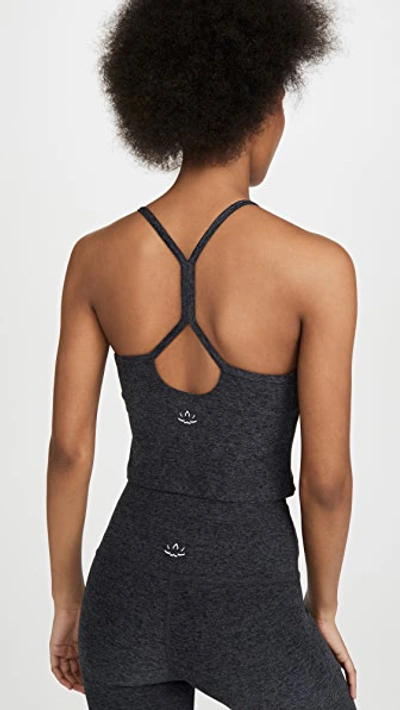 Shop Beyond Yoga Spacedye Slim Racerback Cropped Tank Black/charcoal