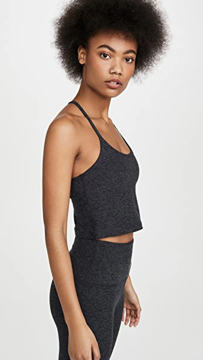 Shop Beyond Yoga Spacedye Slim Racerback Cropped Tank Black/charcoal