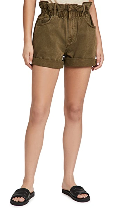 Shop Frame Elastic Waist Shorts In Washed Moss