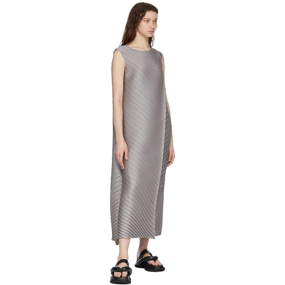 Shop Issey Miyake Grey Crt Pleats Dress In 91-silver