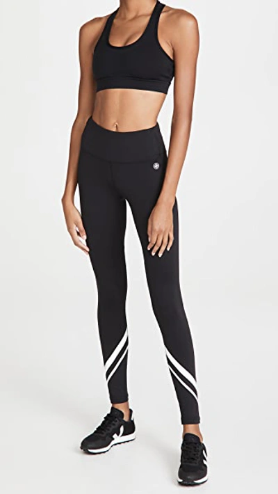 Shop Tory Sport High-rise Weightless Chevron Leggings Sport Black/snow White