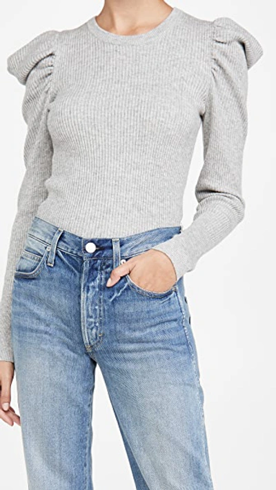 Shop 7 For All Mankind Puff Crew Neck Top In Heather Gray