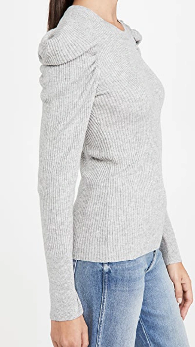 Shop 7 For All Mankind Puff Crew Neck Top In Heather Gray