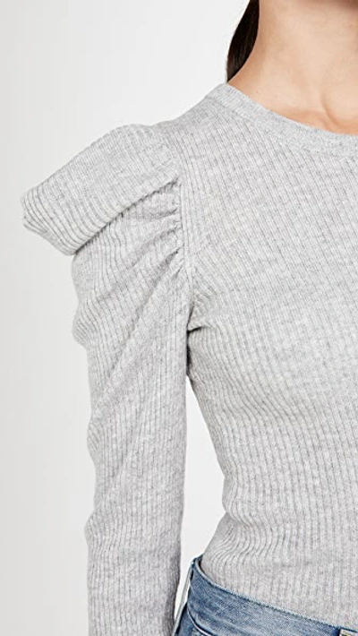 Shop 7 For All Mankind Puff Crew Neck Top In Heather Gray