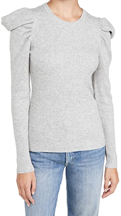 Shop 7 For All Mankind Puff Crew Neck Top In Heather Gray