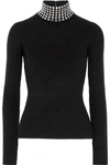 ALEXANDER WANG Embellished Ribbed Stretch Silk-Blend Turtleneck Sweater