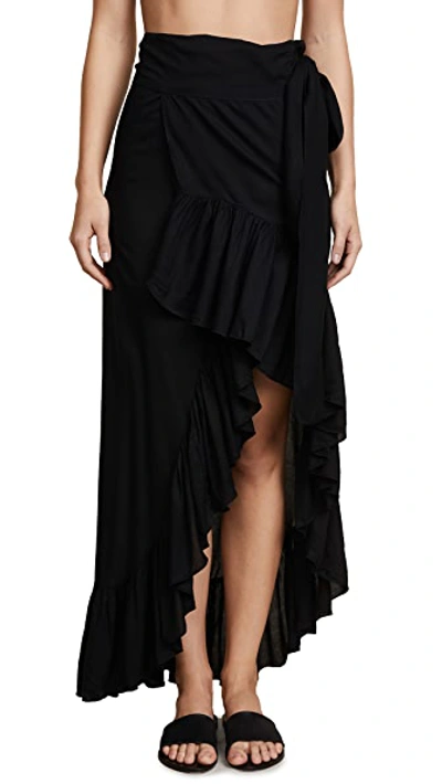 Shop Tiare Hawaii Tulip Wrap Skirt In Black