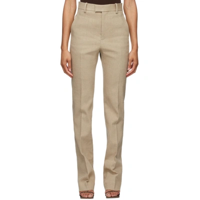 Shop Bottega Veneta Beige Linen Stretch Canvas Trousers In 1724 Natural